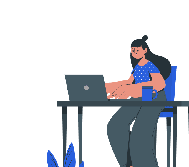 User working on laptop